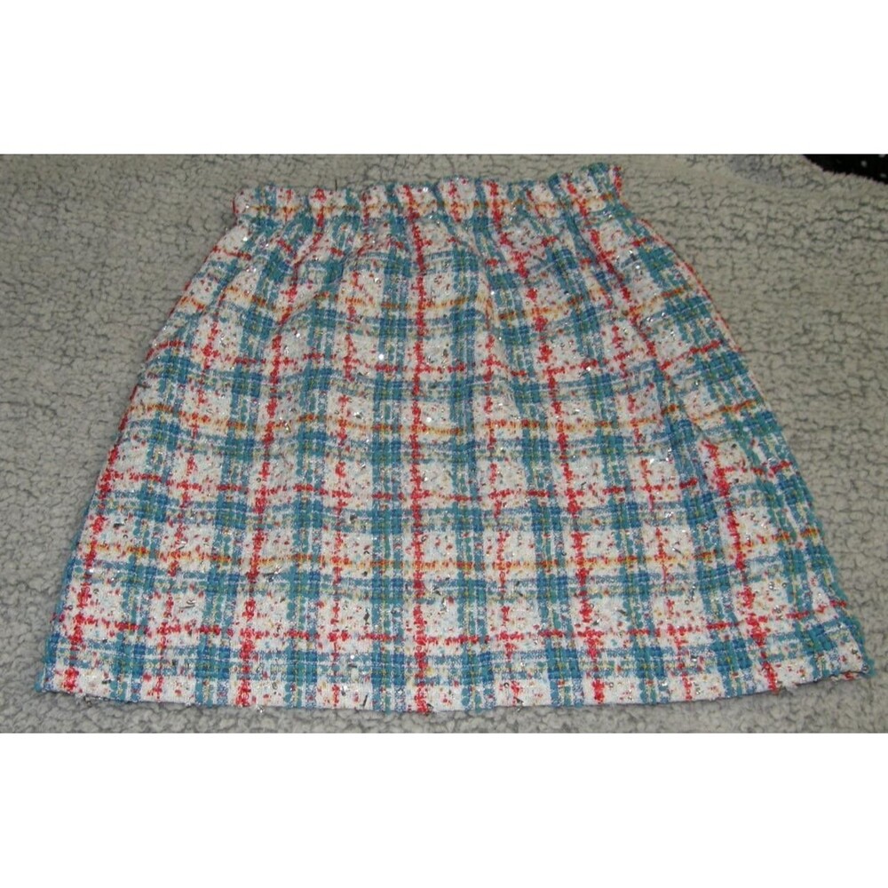 Sparkly Plaid Tweed Sz Medium Casual or Dress Lined Pull On Mini Skirt ON 34TH